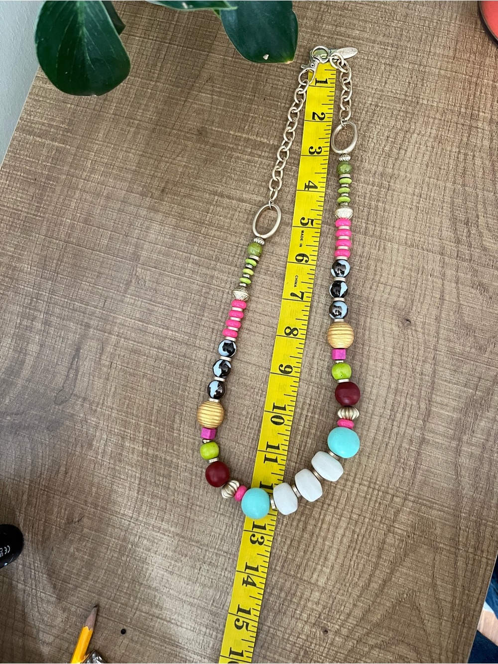 Plunder Multicolor Beaded Necklace - Pink, Turquoise, Lime & Red - Picture 3 of 6